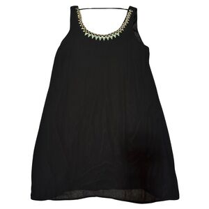 NWOT Black Sleeveless Dress with Gold and Green Accented Neckline Size XL
